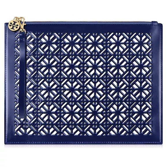 Tory Burch Handbags - NEW Tory Burch Limited Edition Navy Geometric Clutch
